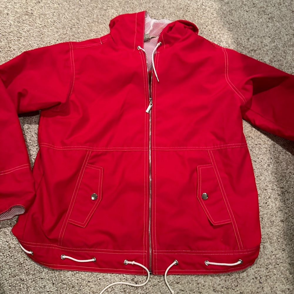 Red rain jacket